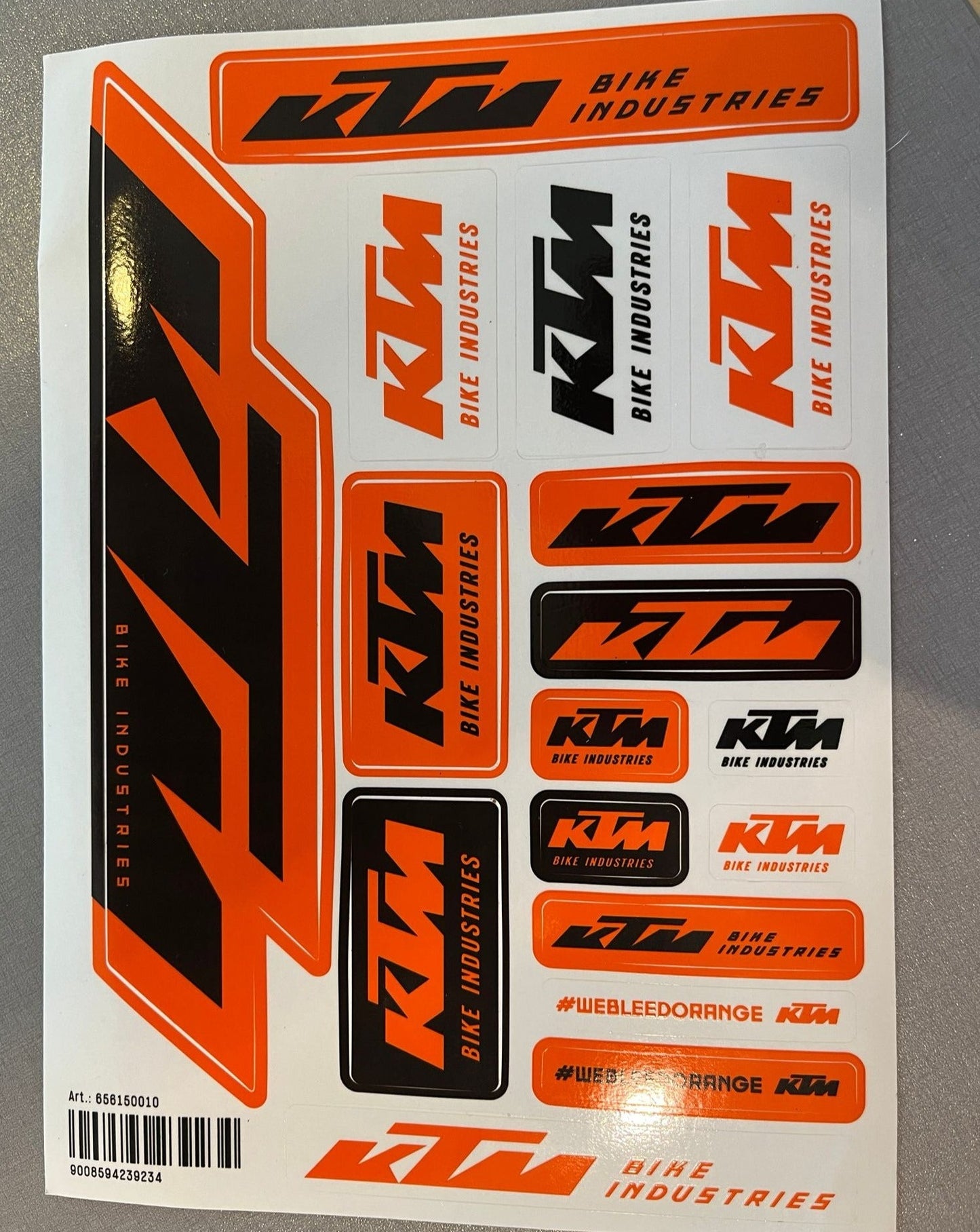 17 Aufkleber KTM Bike Industries Logo, Bogen 17 x 23 cm Orange Fahrrad E-Bike