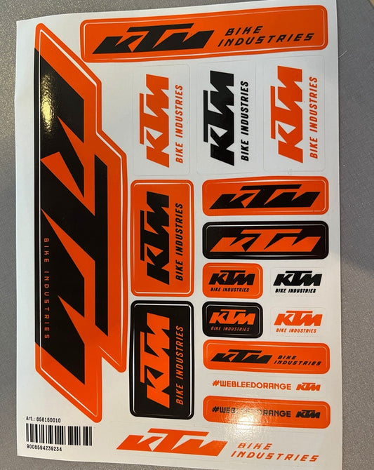 17 Aufkleber KTM Bike Industries Logo, Bogen 17 x 23 cm Orange Fahrrad E-Bike